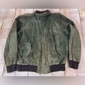 Mens Vintage 90s Abercrombie & Fitch Green Leather Bomber Jacket Size XL
